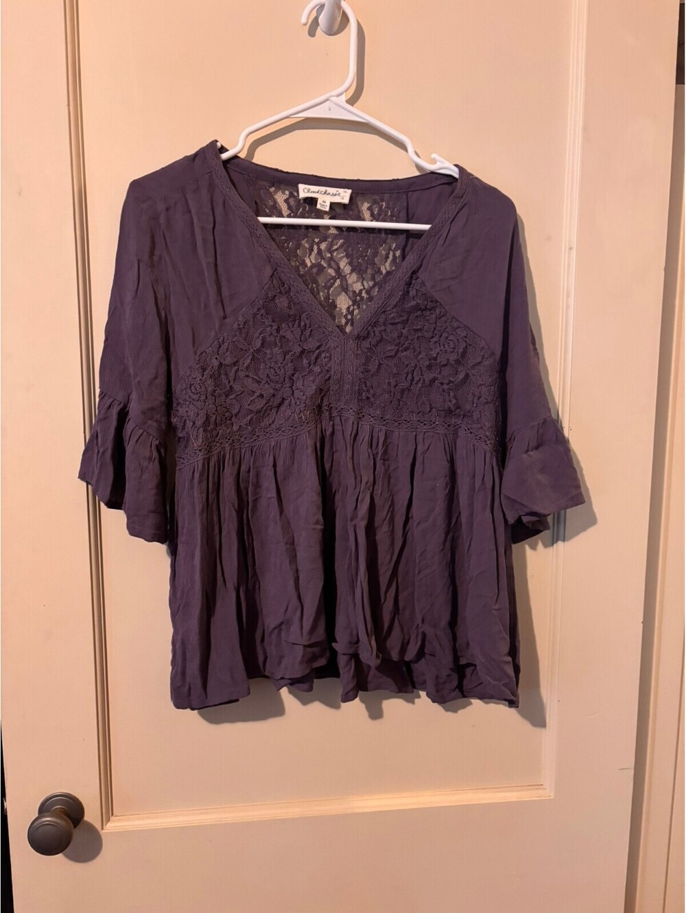 Purple lace peplum blouse Medium